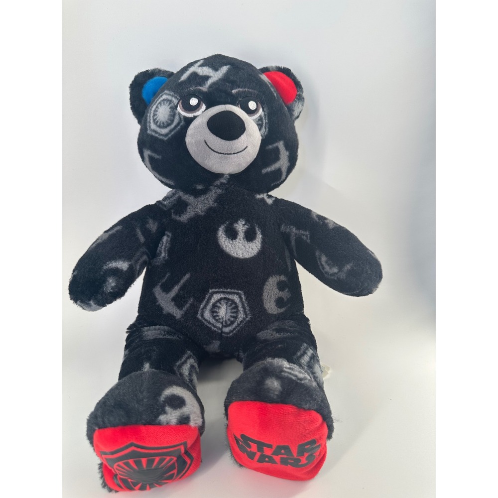 Build-A-Bear Star Wars Black Galactic Symbols Plush Teddy Bear Red Blue Ears 16"